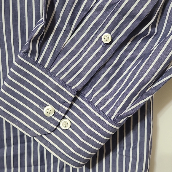 Izod Men's Gray & White‎ Striped Button-Up Long Sleeve Shirt - Size 3XL - Picture 7 of 10